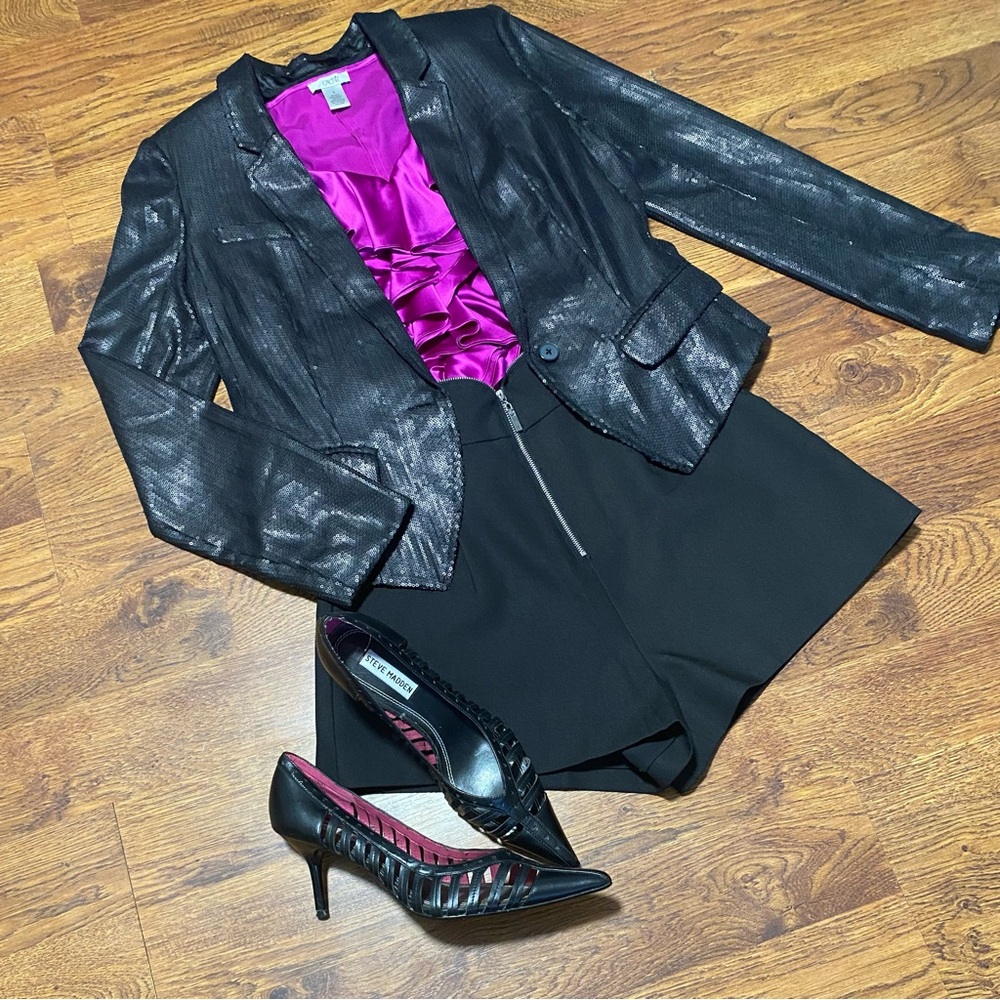 Cache Vintage Silk Ruffle Top Sz S Fuchsia Purple Reign Flowy Y2K Mob Wife Glam